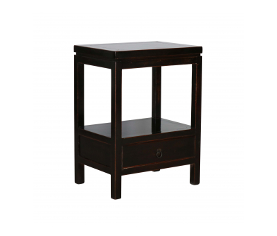 Black lacquered bedside with 1 drawer