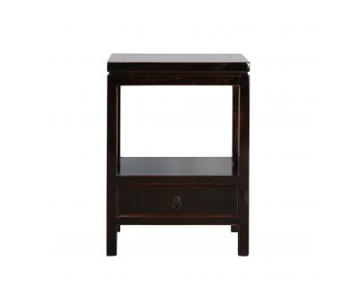 Black lacquered bedside with 1 drawer