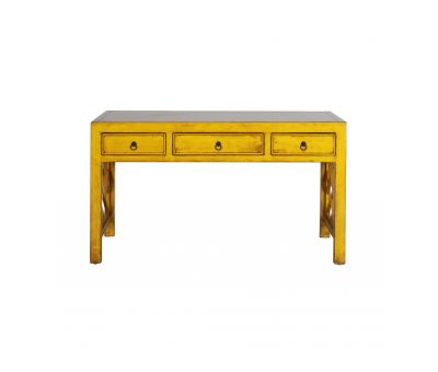 yellow lacquered desk 3 drawers