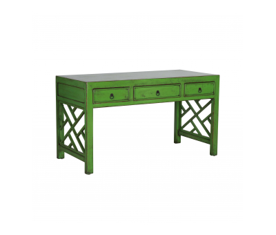 green lacquered desk with 3 drawers