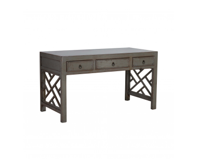 grey lacquered desk with 3 drawers