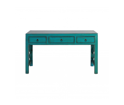 turquoise lacquered desk with 3 drawers