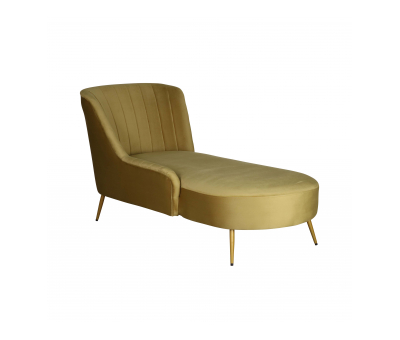 Chaise daybed in gold velvet with gold legs