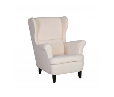Cream shaggy wingback armchair 