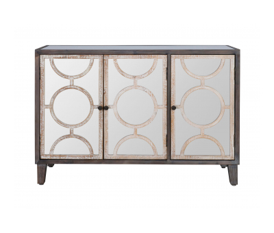 Serena Sideboard with 3 mirrored doors and geometric pattern