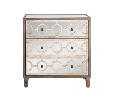Gemma Drawer Chest with 3 mirrored drawers and geometric pattern