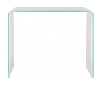 Block & Chisel square white tempered glass side table