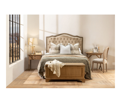 Margaret Headboard King size in stone neutral with tufted detail