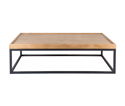 Block & Chisel weathered oak coffee table with wrought iron frame