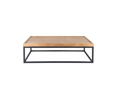 Block & Chisel weathered oak coffee table with wrought iron frame