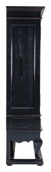 Block & Chisel solid weathered oak drinks cabinet with black lacquer