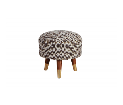 Block & Chisel round black and white cotton upholstered stool