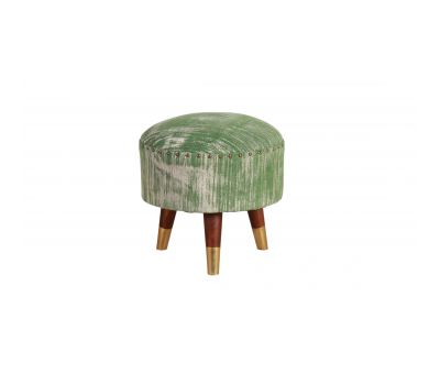 Block & Chisel round green cotton upholstered stool