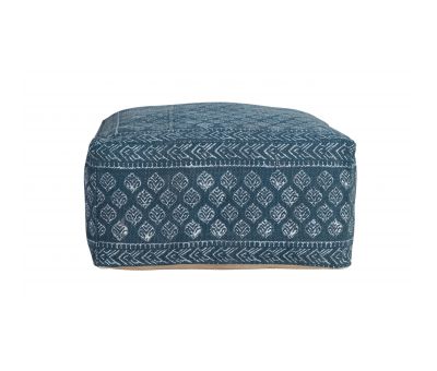 blue and white sqaure pouffe