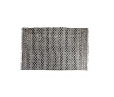 Cotton rug with black diamond print 