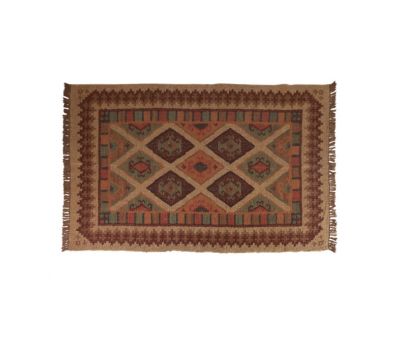 printed cotton rug with tassels 