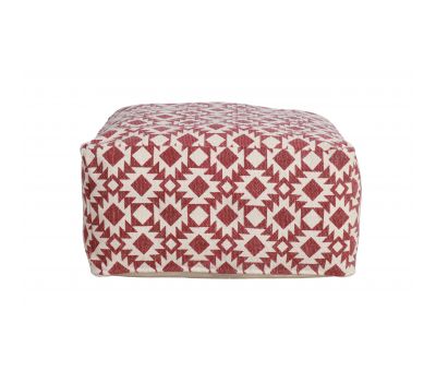 red and white square pouffe 