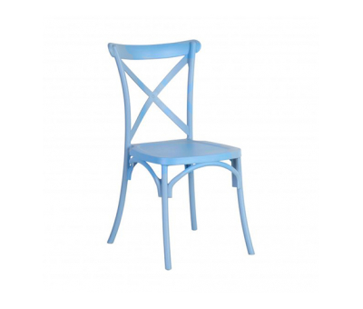 Blue pvc outdoor cross back chairs