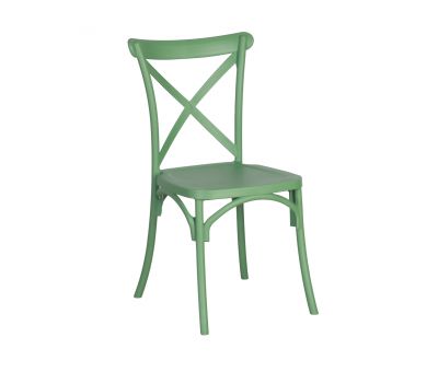 Green pvc cross back dining chair