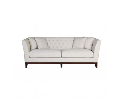 Karissa Beige 3 seater Sofa with tufted detailed back and wooden legs