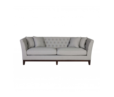 3 seater sofa with buttoned back in speckled grey fabric