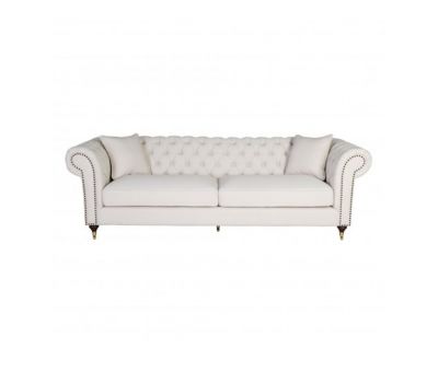 Block & chisel Duchess Linen tufted cream sofa, 3 seater