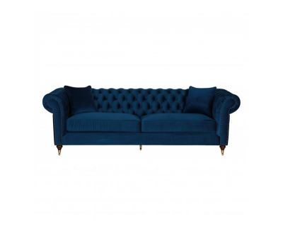 Block and chisel duchess chesterfield sofa in navy blue 