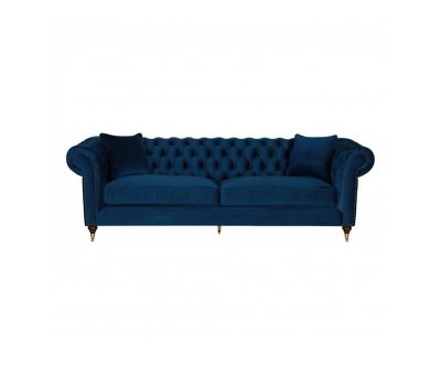 Block and chisel duchess chesterfield sofa in navy blue 