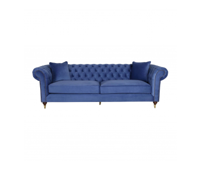 Blue tufted 3 seater sofa
