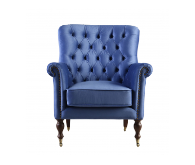 Block & Chisel persian blue upholstered occasional chair on castors