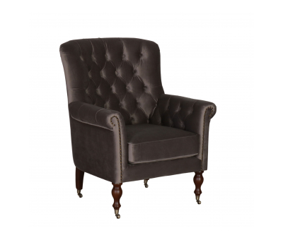 Block and chisel roseanne armchair in grey velvet