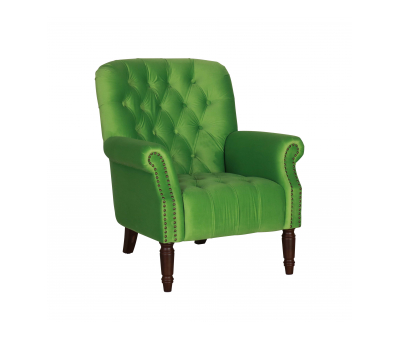 fully upholstered accent chair lime green velvet with deep buttoned detail