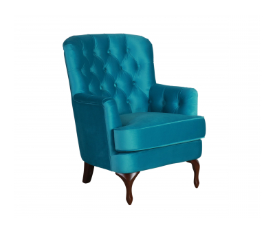 Sky blue velvet dorothy chair with deep buttoned back