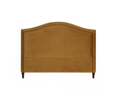 gold velvet upholstered king headboard with stud detail