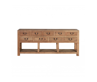 recycled pine console with drawers