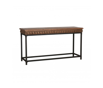 Industrial console with pine top and metal legs
