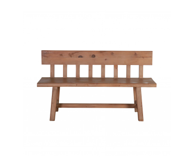Pine bench with slatted backrest