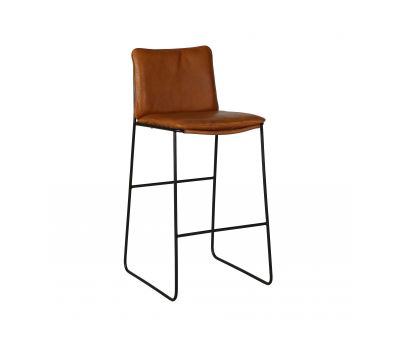 metal frame barstool with leather seat and back