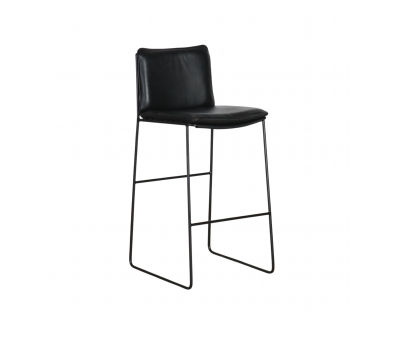 block and chisel black leather barstool