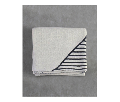 natural and black stripe cotton throw