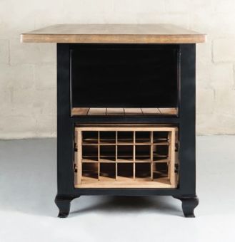 Toulouse kitchen island in black and antique weathered oak 