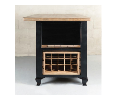 Toulouse kitchen island in black and antique weathered oak 