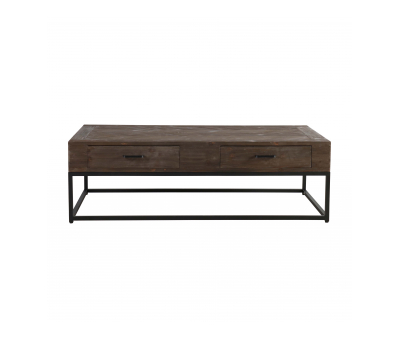 Fir wood coffee table on metal base