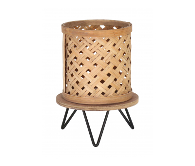 Planter pot with mesh bamboo detail and tripod stand