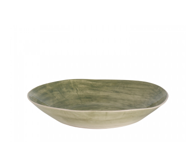 Wonki ware serving bowl green wash 