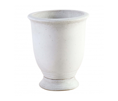 white anduze fluted glazed pot small