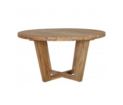 Block & Chisel round recycled teak dining table