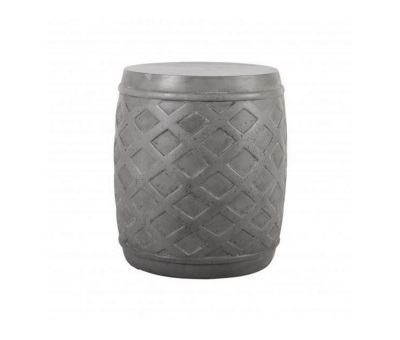 Block & Chisel round concrete stool with pattern detail