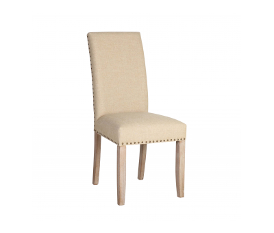 modern fully upholstered dining chair in linen