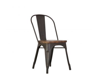 Block & Chisel metal dining chair with recycled elm wooden seat